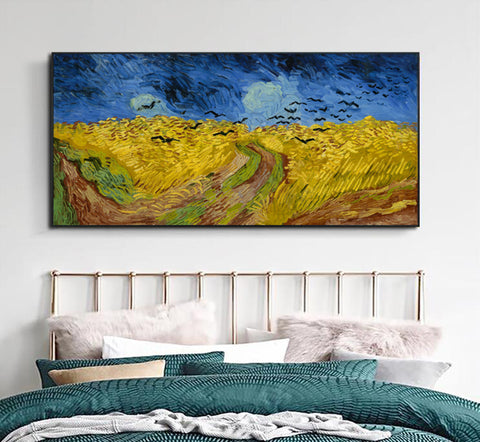 Framed Canvas Wheat Field with Crows by Vincent Van Gogh Wall Art