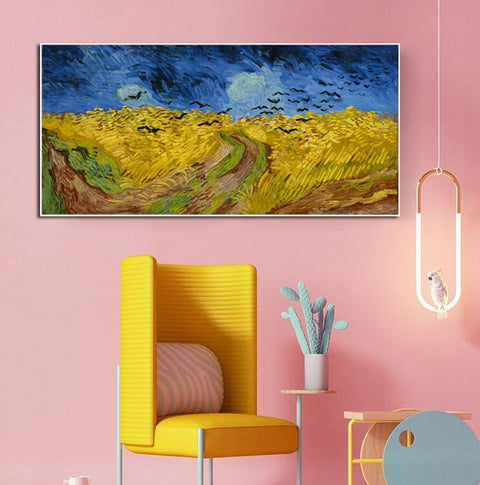 Framed Canvas Wheat Field with Crows by Vincent Van Gogh Wall Art