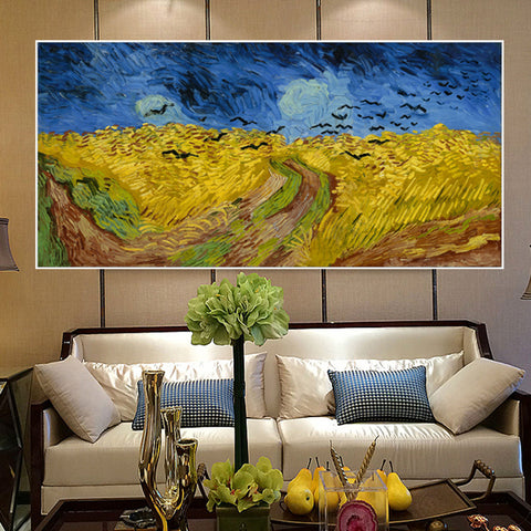 Framed Canvas Wheat Field with Crows by Vincent Van Gogh Wall Art
