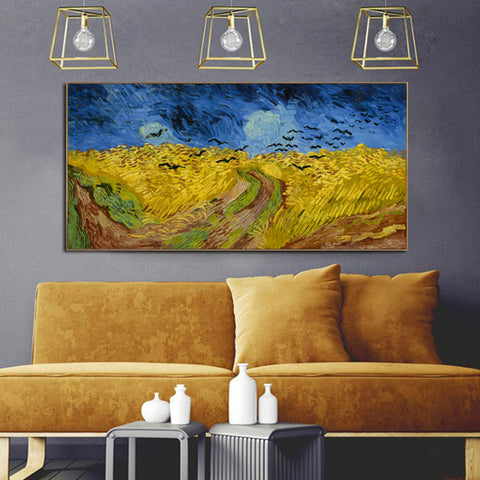 Framed Canvas Wheat Field with Crows by Vincent Van Gogh Wall Art