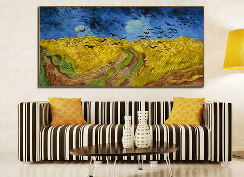 Framed Canvas Wheat Field with Crows by Vincent Van Gogh Wall Art