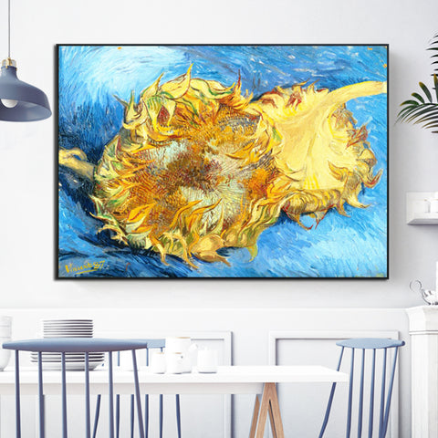 Framed Canvas Still Life with Two Sunflowers;1887 by Vincent Van Gogh Wall Art