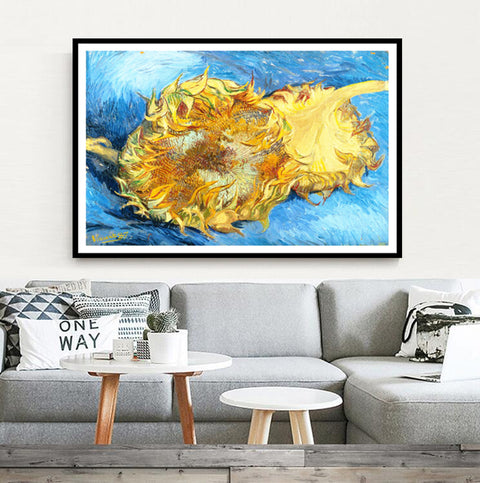 Framed Canvas Still Life with Two Sunflowers;1887 by Vincent Van Gogh Wall Art
