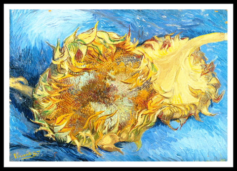 Framed Canvas Still Life with Two Sunflowers;1887 by Vincent Van Gogh Wall Art