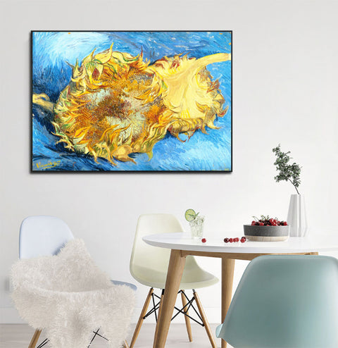Framed Canvas Still Life with Two Sunflowers;1887 by Vincent Van Gogh Wall Art