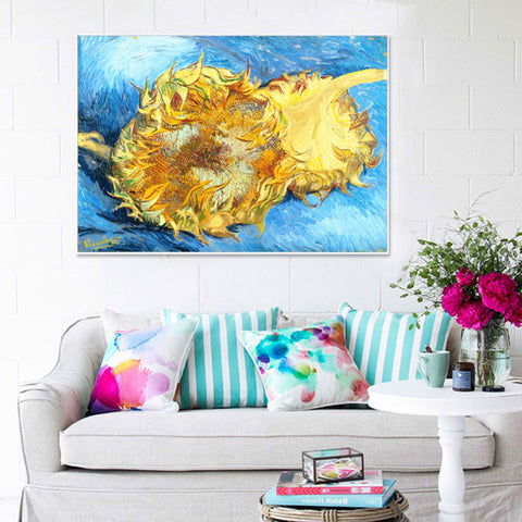 Framed Canvas Still Life with Two Sunflowers;1887 by Vincent Van Gogh Wall Art
