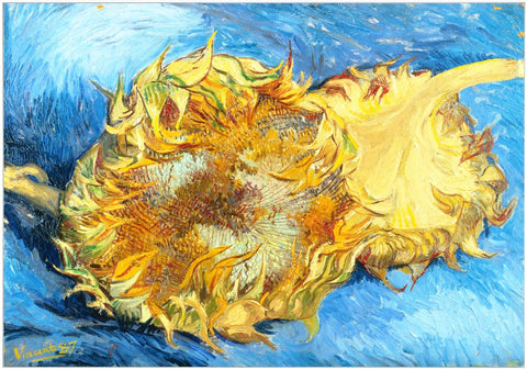 Framed Canvas Still Life with Two Sunflowers;1887 by Vincent Van Gogh Wall Art