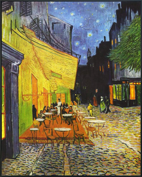 Framed Canvas Cafe Terrace At Night by Vincent Van Gogh Wall Art