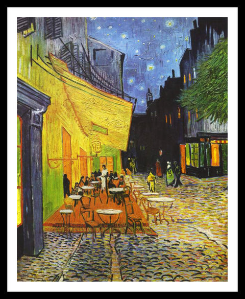 Framed Canvas Cafe Terrace At Night by Vincent Van Gogh Wall Art