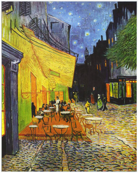 Framed Canvas Cafe Terrace At Night by Vincent Van Gogh Wall Art