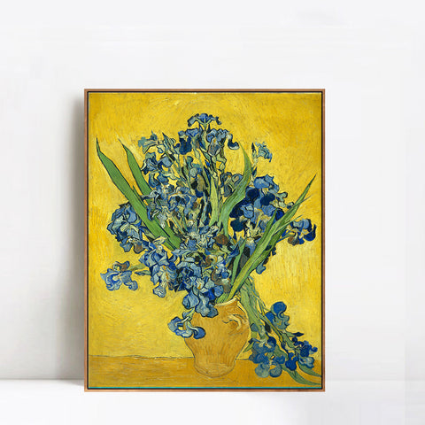 INVIN ART 100% Hand Painted Framed Canvas Still Life with Irises, 1890 by Vincent Van Gogh,Famous Oil Paintings Reproduction Modern Artwork Wall Art