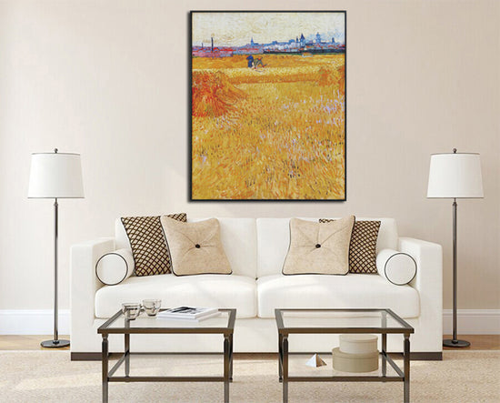 Framed Canvas Arles View From The Wheat Fields by Vincent Van Gogh Wall Art