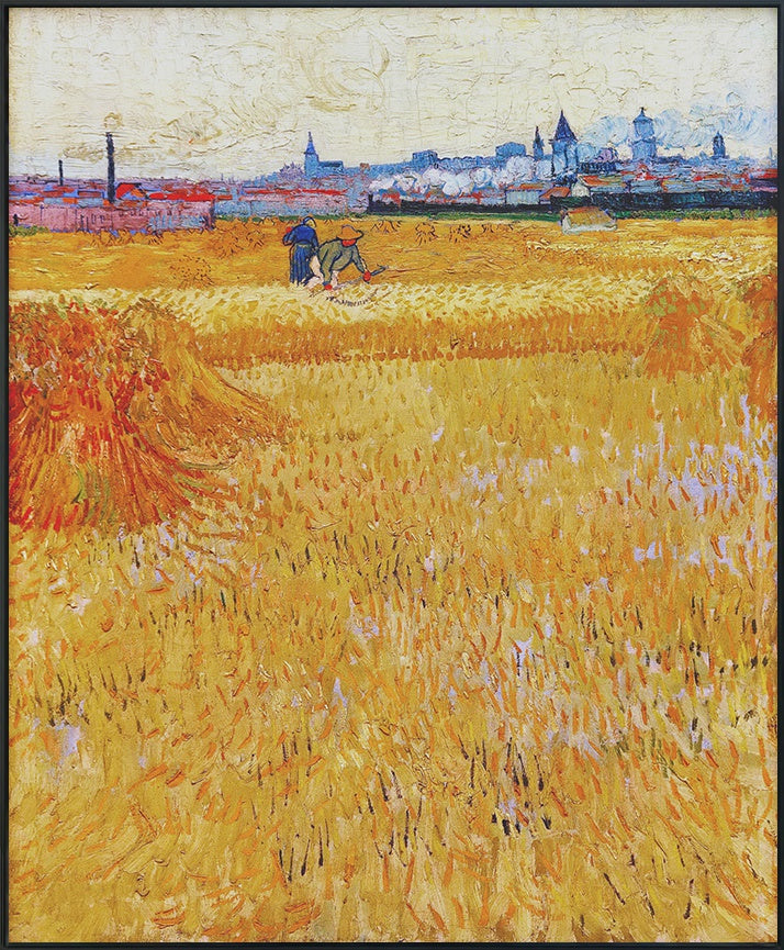 Framed Canvas Arles View From The Wheat Fields by Vincent Van Gogh Wall Art