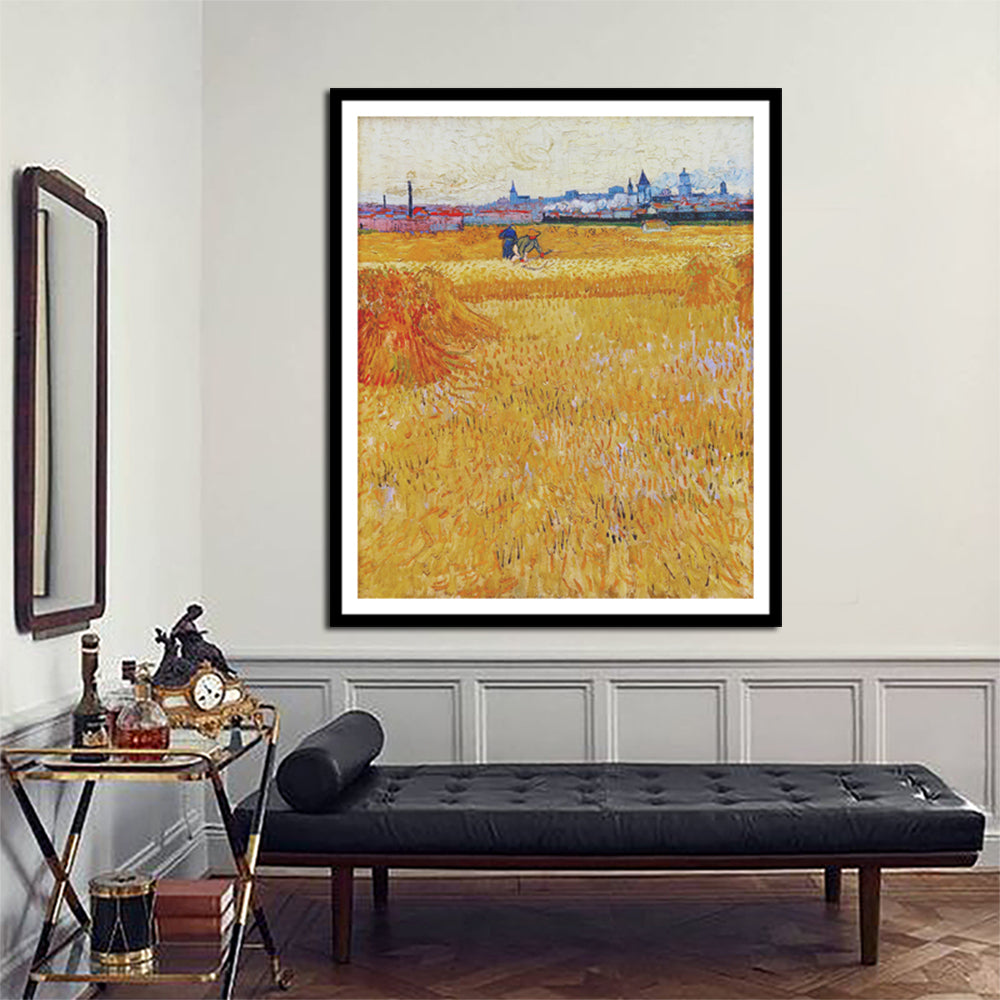 Framed Canvas Arles View From The Wheat Fields by Vincent Van Gogh Wall Art