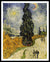 Framed Canvas Road with Cypress and Star by Vincent Van Gogh Wall Art