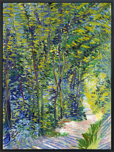 Framed Canvas path in woodland by Vincent Van Gogh Wall Art