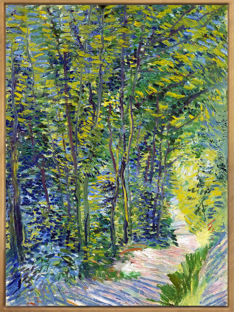 Framed Canvas path in woodland by Vincent Van Gogh Wall Art