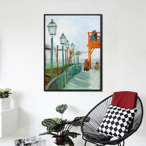 Framed Canvas Montmartre Scenery by Vincent Van Gogh Wall Art
