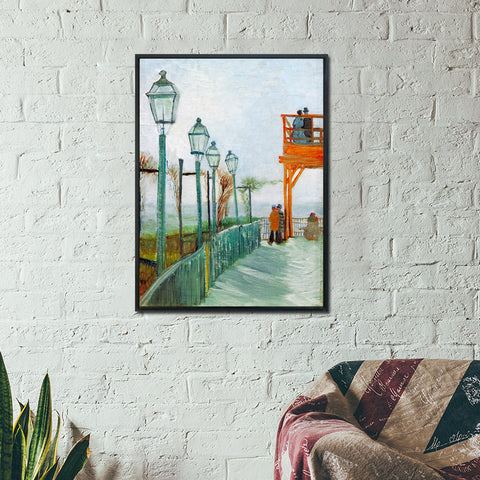 Framed Canvas Montmartre Scenery by Vincent Van Gogh Wall Art