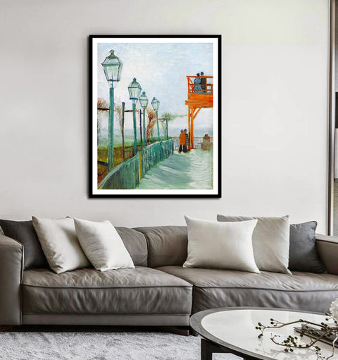 Framed Canvas Montmartre Scenery by Vincent Van Gogh Wall Art