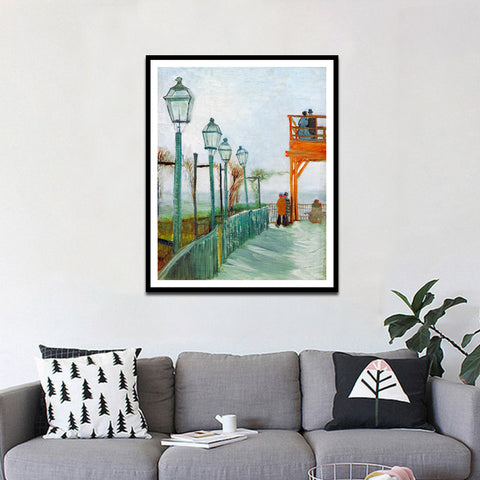 Framed Canvas Montmartre Scenery by Vincent Van Gogh Wall Art