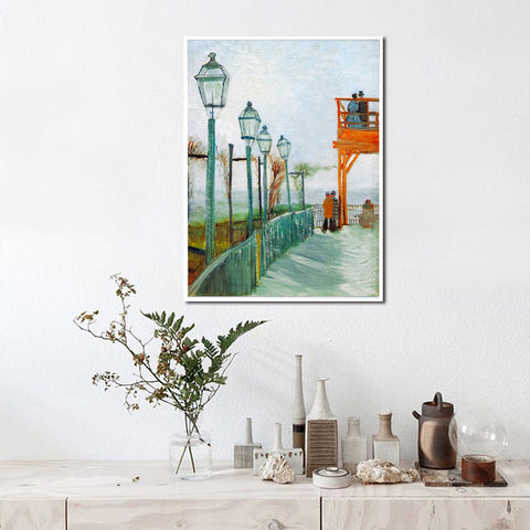 Framed Canvas Montmartre Scenery by Vincent Van Gogh Wall Art