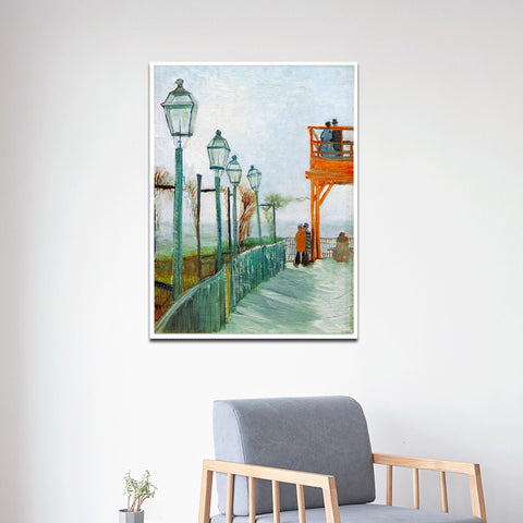 Framed Canvas Montmartre Scenery by Vincent Van Gogh Wall Art