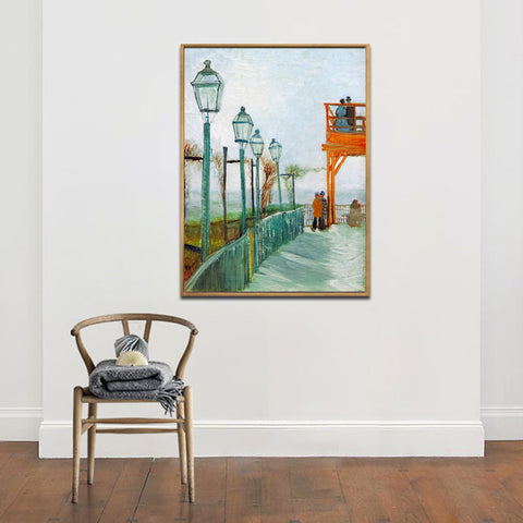 Framed Canvas Montmartre Scenery by Vincent Van Gogh Wall Art