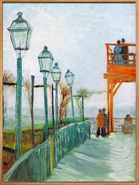 Framed Canvas Montmartre Scenery by Vincent Van Gogh Wall Art