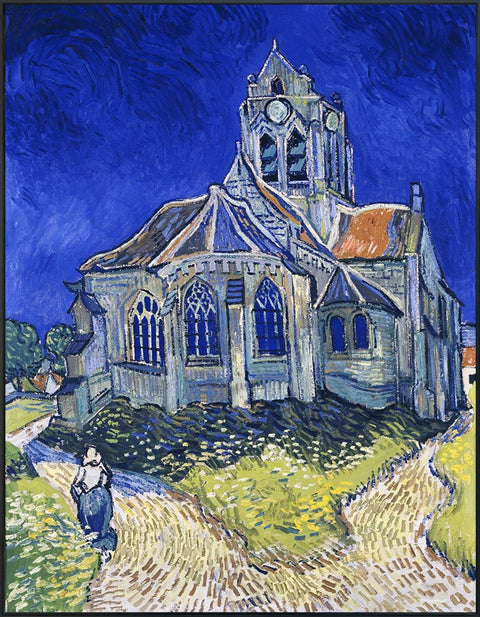 Framed Canvas Church at Auvers (aka The Church at Auvers);1890 by Vincent Van Gogh Wall Art
