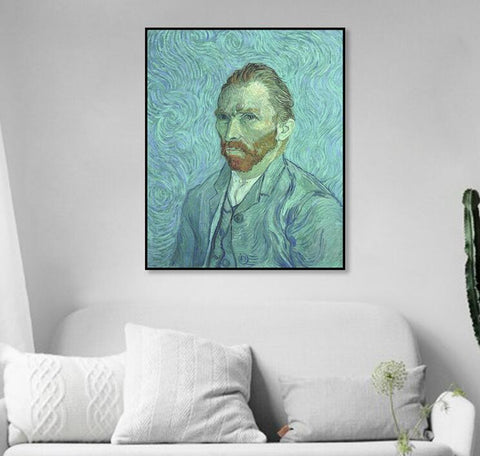 Framed Canvas Self Portrait-Orsay;1889 by Vincent Van Gogh Wall Art