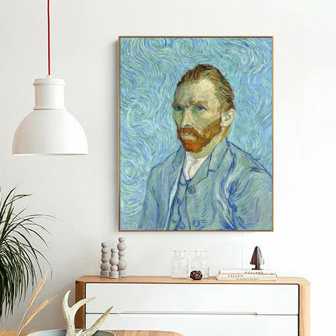 Framed Canvas Self Portrait-Orsay;1889 by Vincent Van Gogh Wall Art