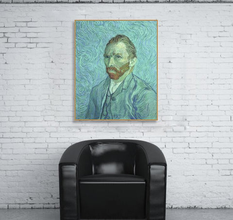 Framed Canvas Self Portrait-Orsay;1889 by Vincent Van Gogh Wall Art