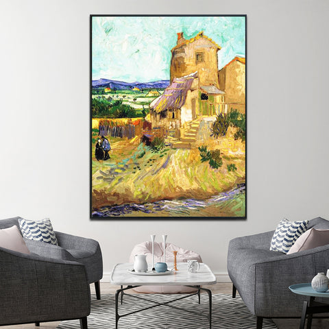 Framed Canvas The Old Mill;1888 by Vincent Van Gogh Wall Art