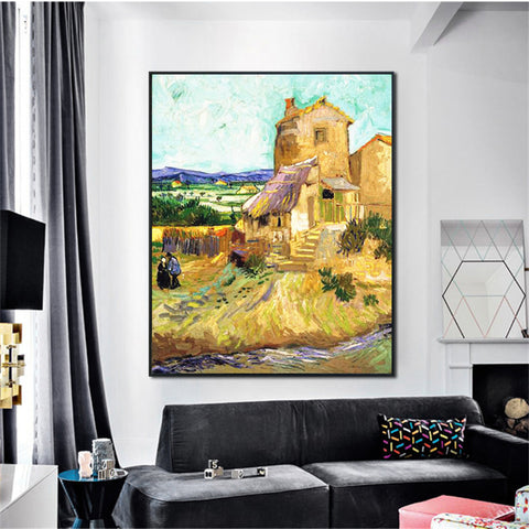 Framed Canvas The Old Mill;1888 by Vincent Van Gogh Wall Art