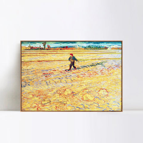 INVIN ART 100% Hand Painted Framed Canvas The Sower by Vincent Van Gogh,Famous Oil Paintings Reproduction Modern Artwork Wall Art