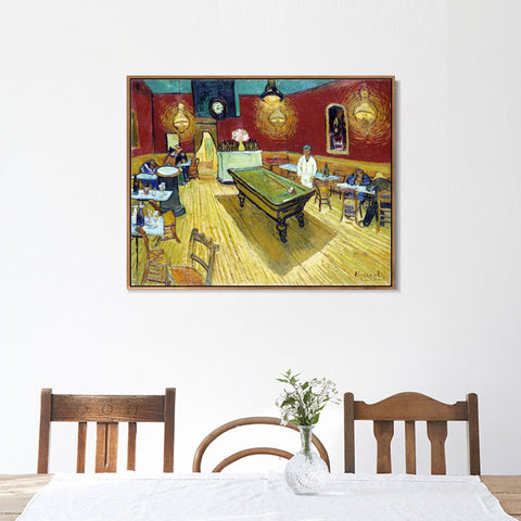 INVIN ART 100% Hand Painted Framed Canvas Night Cafe, 1888 by Vincent Van Gogh,Famous Oil Paintings Reproduction Modern Artwork Wall Art
