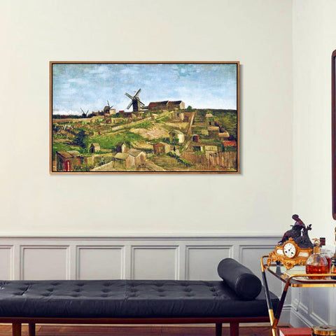 INVIN ART 100% Hand Painted Framed Canvas The Hill of Montmartre with Stone Quarry and Windmills, 1886 03 by Vincent Van Gogh,Famous Oil Paintings Reproduction Art