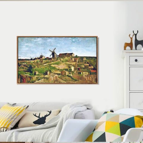 INVIN ART 100% Hand Painted Framed Canvas The Hill of Montmartre with Stone Quarry and Windmills, 1886 03 by Vincent Van Gogh,Famous Oil Paintings Reproduction Art