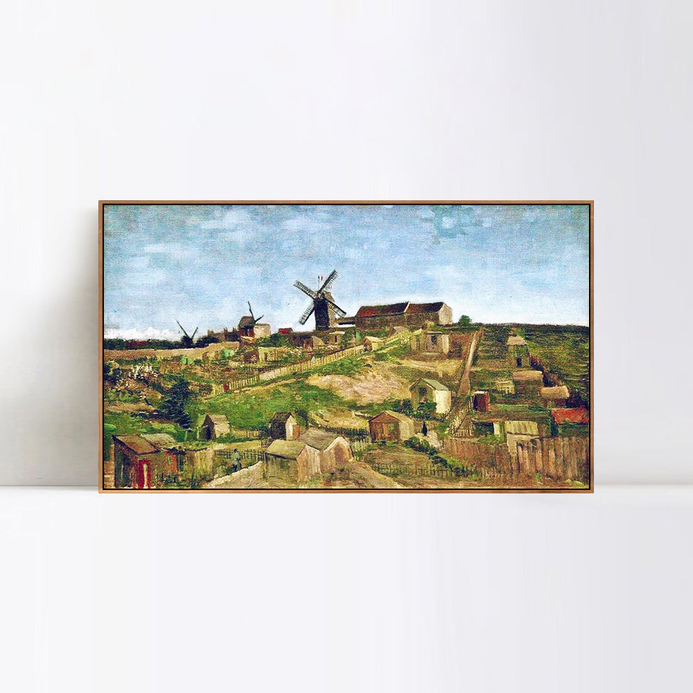 INVIN ART 100% Hand Painted Framed Canvas The Hill of Montmartre with Stone Quarry and Windmills, 1886 03 by Vincent Van Gogh,Famous Oil Paintings Reproduction Art