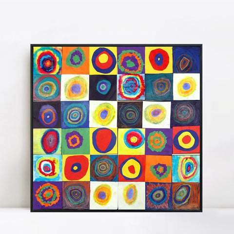 INVIN ART Framed Canvas Giclee Print Art Abstract Circles by Wassily Kandinsky Wall Art Living Room Home Office Decorations