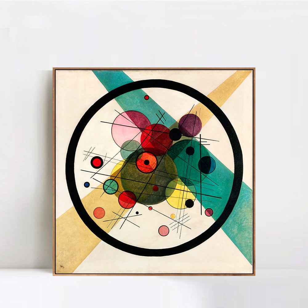 INVIN ART Framed Canvas Giclee Print Art Circles in Circle by Wassily Kandinsky Wall Art Living Room Home Office Decorations