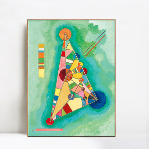 INVIN ART Framed Canvas Giclee Print BUNT IM DREIECK (BIGARRURE DANS LE TRIANGLE) by Wassily Kandinsky Wall Art Living Room Home Office Decorations