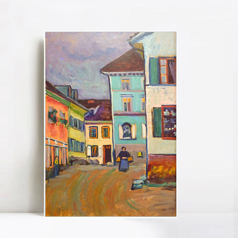 INVIN ART Framed Canvas Giclee Print Murnau Top of the Johannisstrasse by Wassily Kandinsky Wall Art Living Room Home Office Decorations