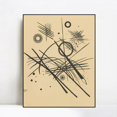 INVIN ART Framed Canvas Giclee Print SCHWARZE LINIEN(ROETHAL 184) by Wassily Kandinsky Wall Art Living Room Home Office Decorations
