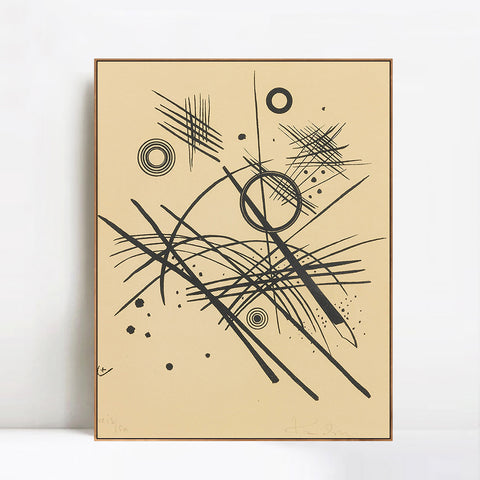 INVIN ART Framed Canvas Giclee Print SCHWARZE LINIEN(ROETHAL 184) by Wassily Kandinsky Wall Art Living Room Home Office Decorations
