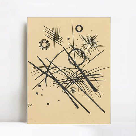 INVIN ART Framed Canvas Giclee Print SCHWARZE LINIEN(ROETHAL 184) by Wassily Kandinsky Wall Art Living Room Home Office Decorations