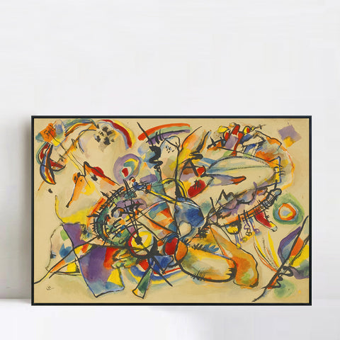 INVIN ART Framed Canvas Giclee Print  OHNE TITEL (UNTITLED)(4) by Wassily Kandinsky Wall Art Living Room Home Office Decorations