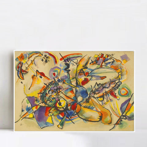 INVIN ART Framed Canvas Giclee Print  OHNE TITEL (UNTITLED)(4) by Wassily Kandinsky Wall Art Living Room Home Office Decorations