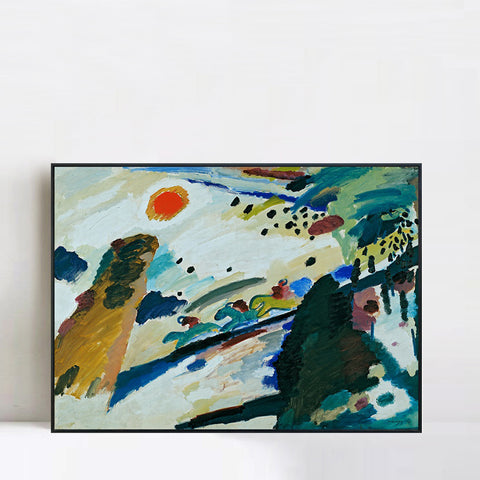 INVIN ART Framed Canvas Giclee Print Romantic Landscape by Wassily Kandinsky Wall Art Living Room Home Office Decorations